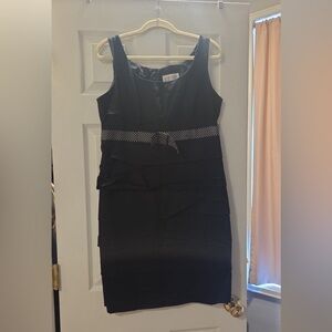 Julian Taylor Black Sleeveless Sheath Midi Dress